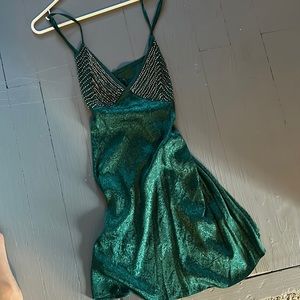 Free people beaded slip cocktail dress turquoise medium